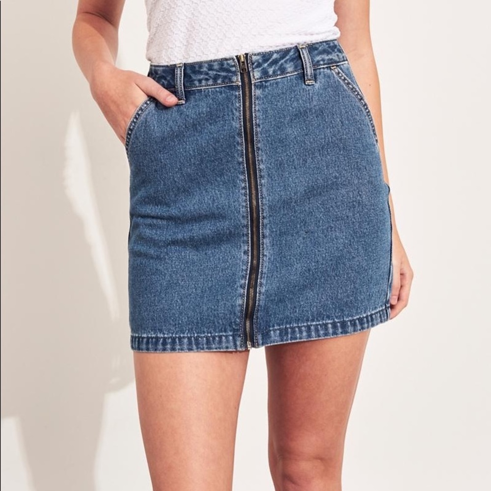 high waisted denim skirt